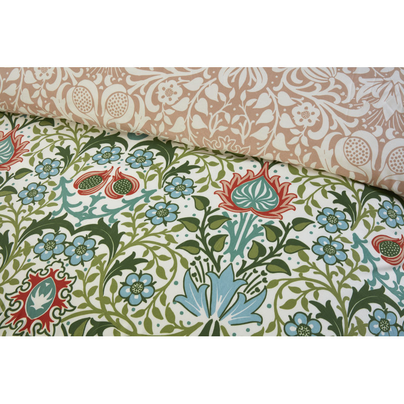 HERITAGE FLORA Microfiber / Polyester Floral Duvet Cover Set with Pillowcases, Green, Single, 2