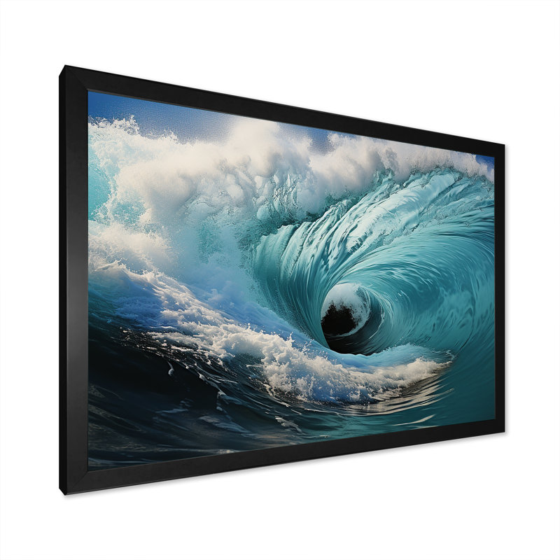 Turquoise Ocean's Force Unleashed I, H 16 po x l 32 po x P 1 po, Cadre photo noir