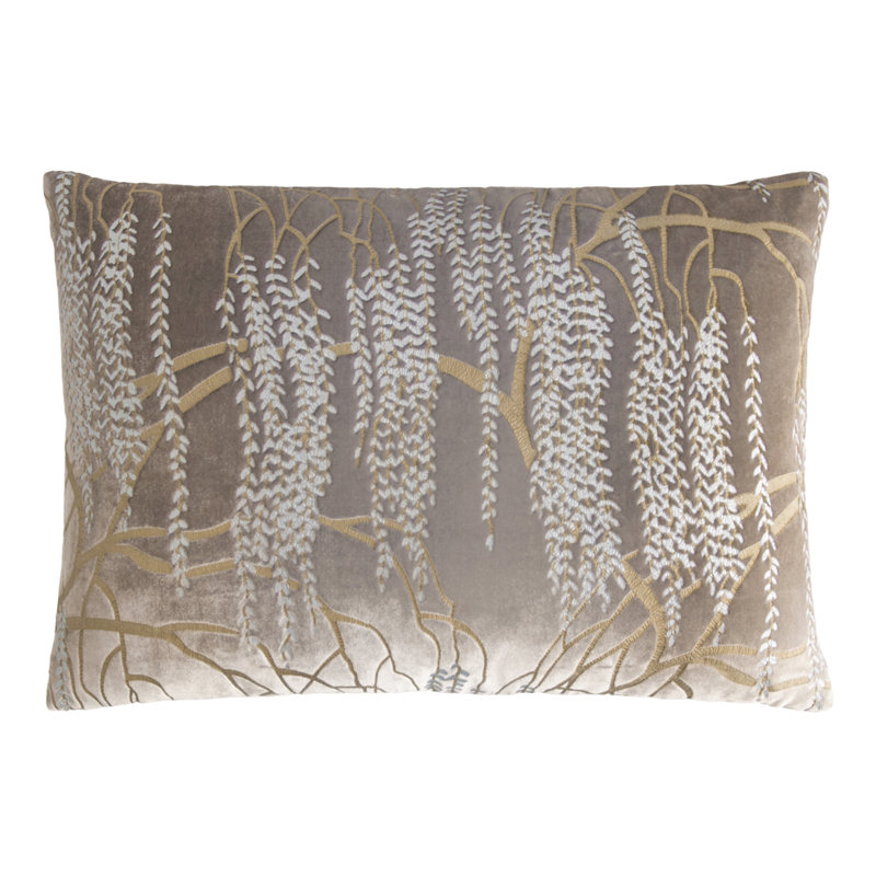 Willow Metallic Mini Rectangular Velvet Pillow Cover & Insert, Blush, Rectangle 14"H x 20"W