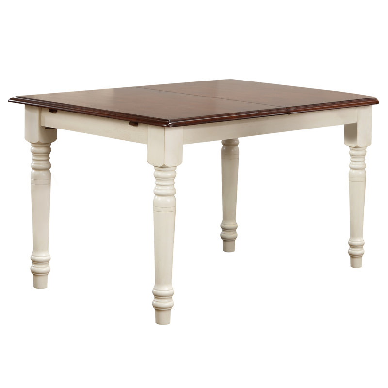 Cashlin Extendable Dining Table, Chestnut Brown, Distressed Antique White