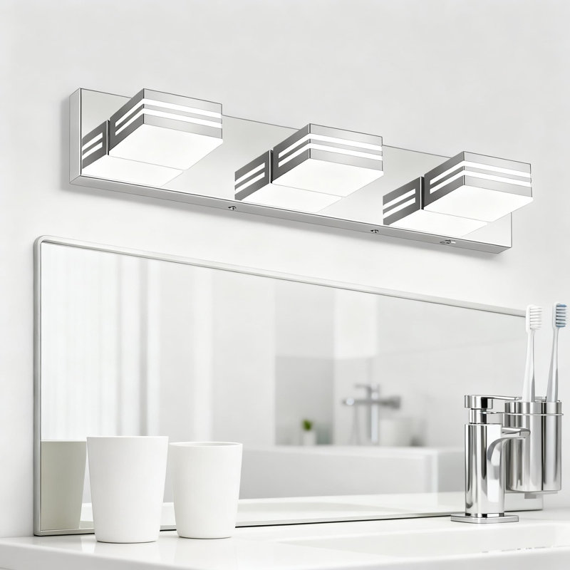 LED Bathroom Vanity Light 3-Light Dimmable Fixture With 5CCT Selectable Modern Wall Lighting For Mirror Chrome Finish
