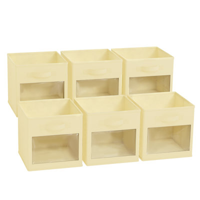 Storage Cubes with Clear Windows, Set of 6 Fabric Bins, Foldable Basket Boxes for Closet, Cubby Shelf & Cube Storage Organizer