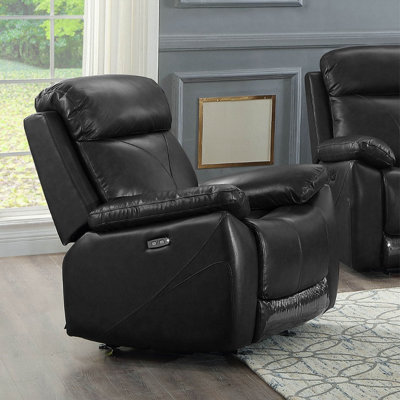 Fauteuil inclinable électrique en cuir brun avec chargeurs USB