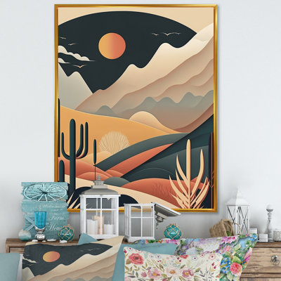 Pleine lune sur les montagnes du désert - montagnes, art mural
