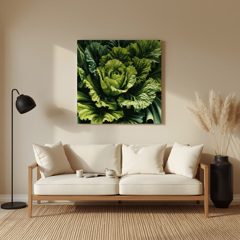 Art mural en métal vert légumes escarole, H 16 po x l 16 po