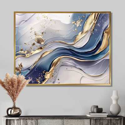 Golden Silence of Minimal Marble Waterfall II - art mural minimaliste abstrait pour le salon