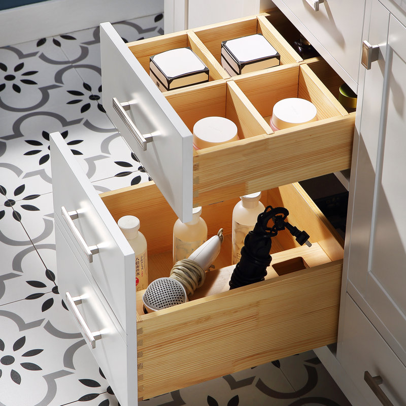 Ensemble de meuble-lavabo à double cuve moderne et traditionnel de 48 po avec comptoir et dosseret en marbre de Carrare italien blanc Vitor, entièrement assemblé