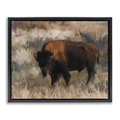 Art mural sur toile flottant traditionnel "Bison Range" par Nina Blue