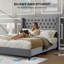 Madison Upholstered Platform Bed with Button-Tufted Headboard, Grey (Queen)