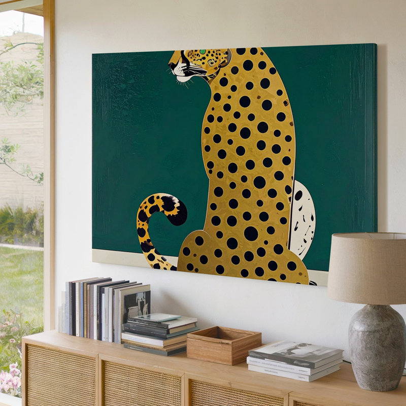 Toile minimaliste, guépard, art graphique moderne, simplicité et élégance, art mural prêt à accrocher, H 9 po x l 12 po