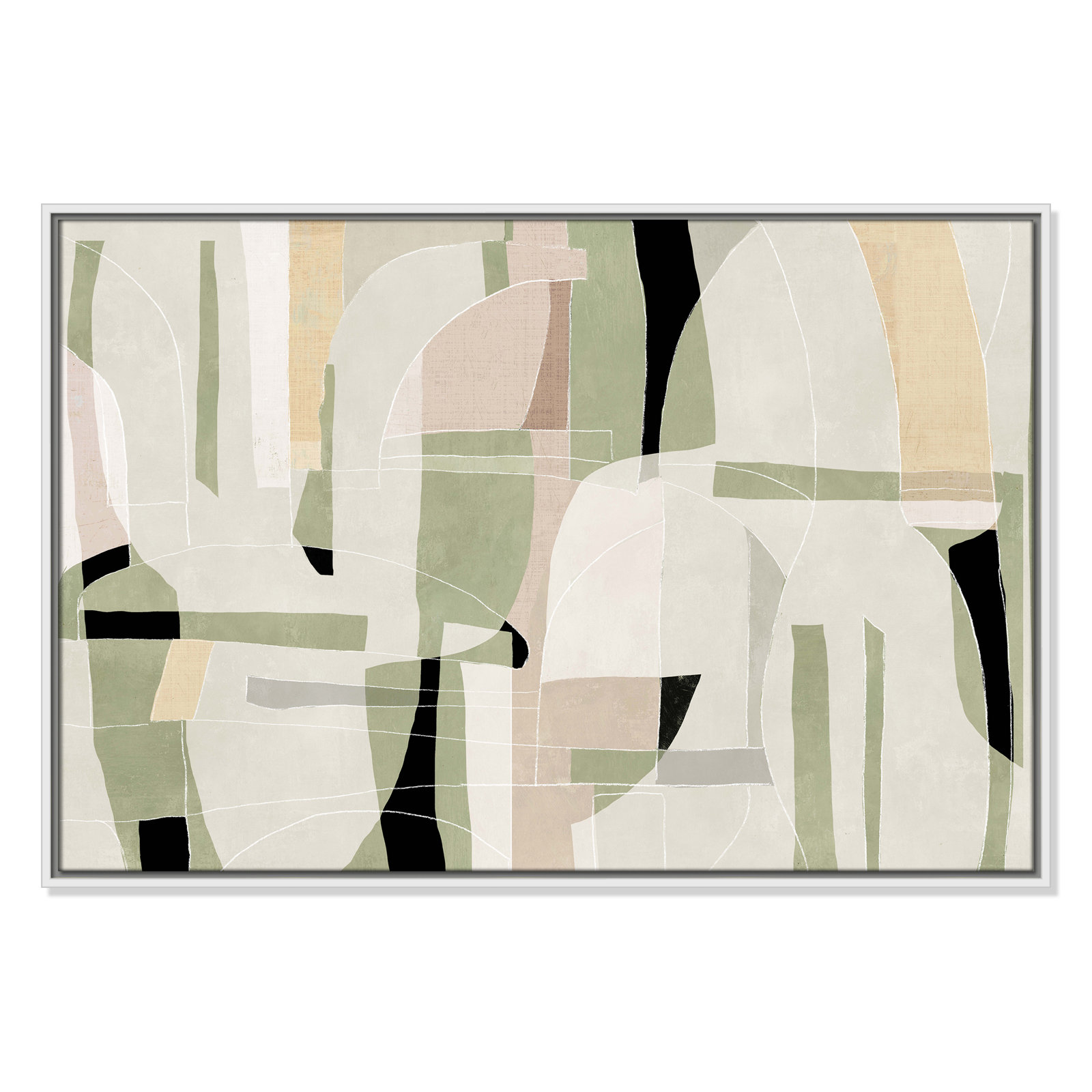 Sunny Barcelona - Floater Frame Canvas, 37.5" W x 25.5" H, White