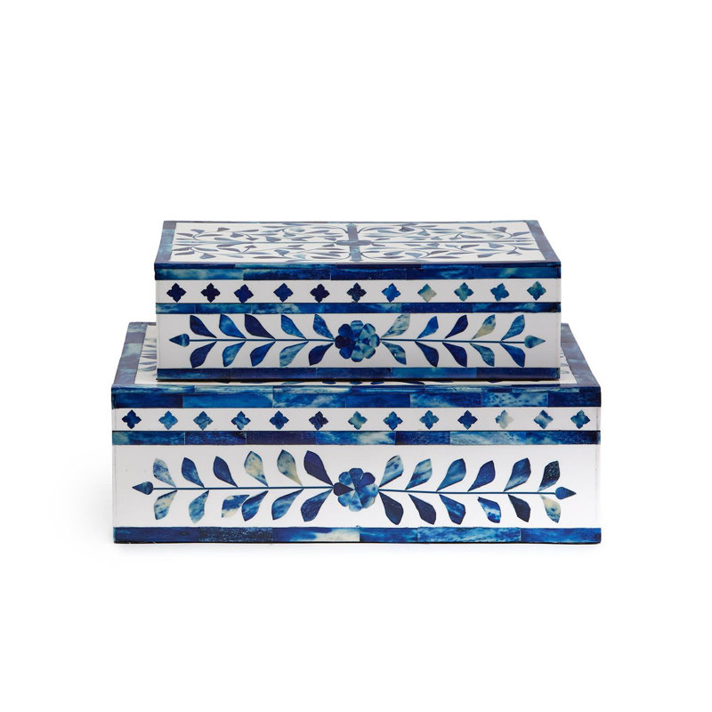 Ensemble de 2 boîtes décoratives Chali, Bleu