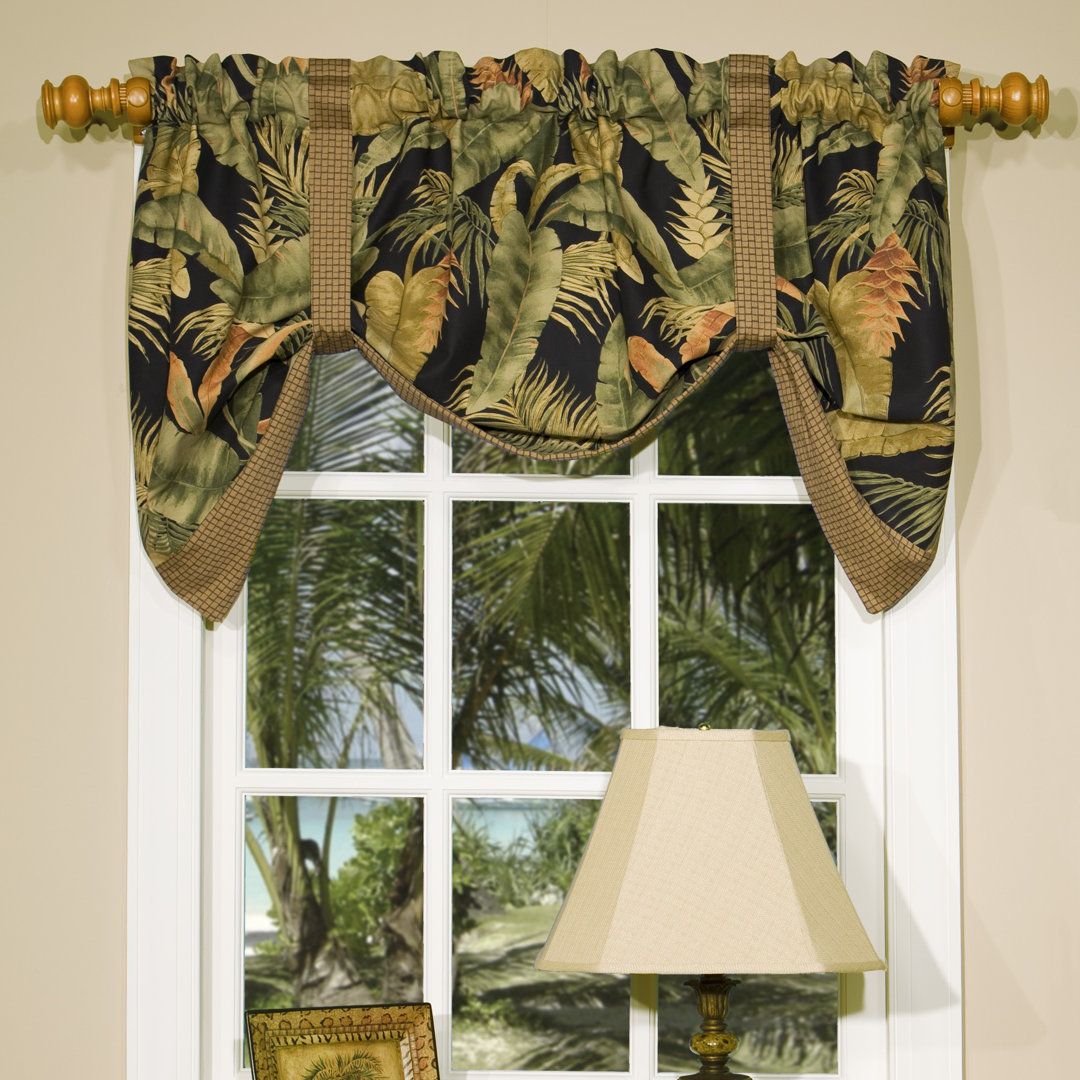 La Selva Black Cotton Floral Tie-Up Window Valance thomasville at home
