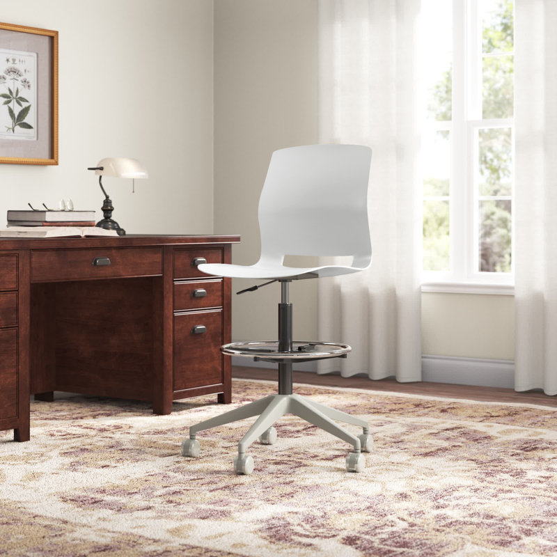 Wille Lola Drafting Stool 5 Star Caster, White