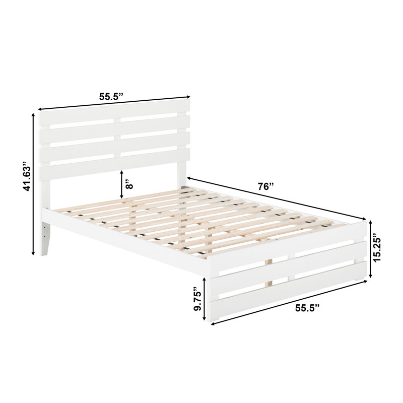Lit plateforme Jaqson, Double, Blanc