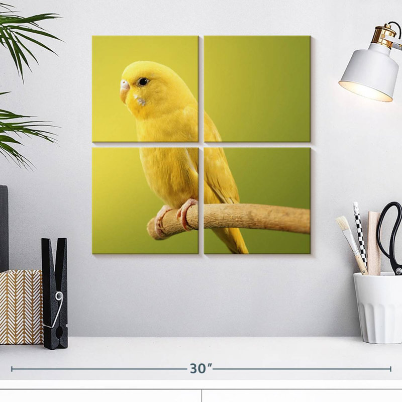 Brampt Perched Yellow Parakeet, 18" H x 18" W
