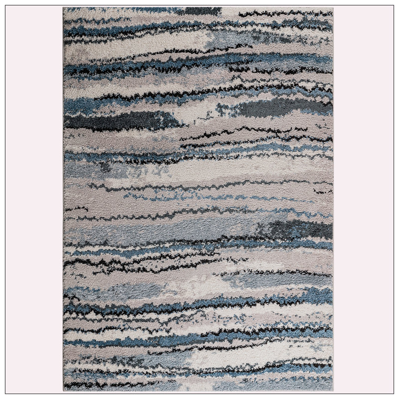 Tapis tissé à rayures abstraites Watercolor, Rectangle 5 pi x 7 pi