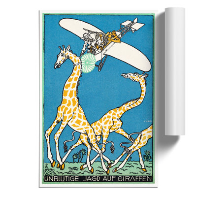 Giraffe Hunt by Moriz Jung - Frameless Print