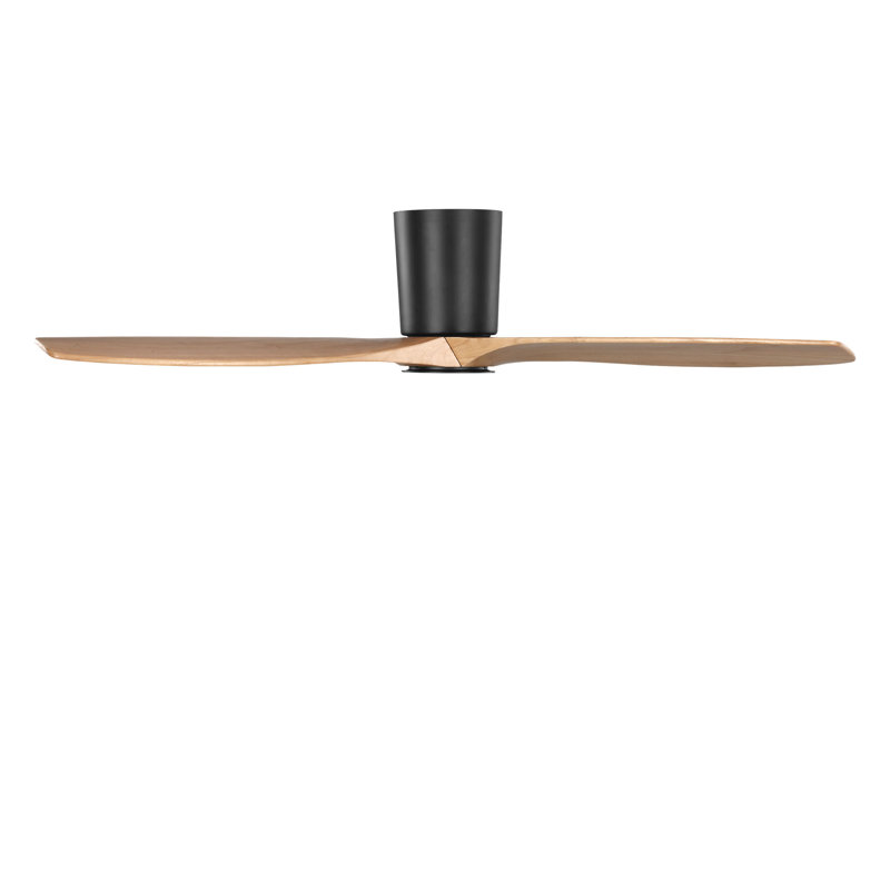 Seyra Smart Hugger LED Ceiling Fan, 52" Wide, Midnight Black, Natural Honey
