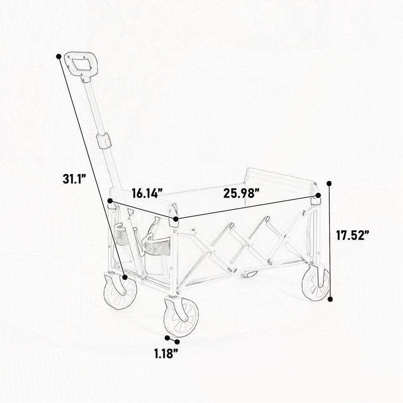 Wagons de plage pliants portatifs robustes avec roues, Noir