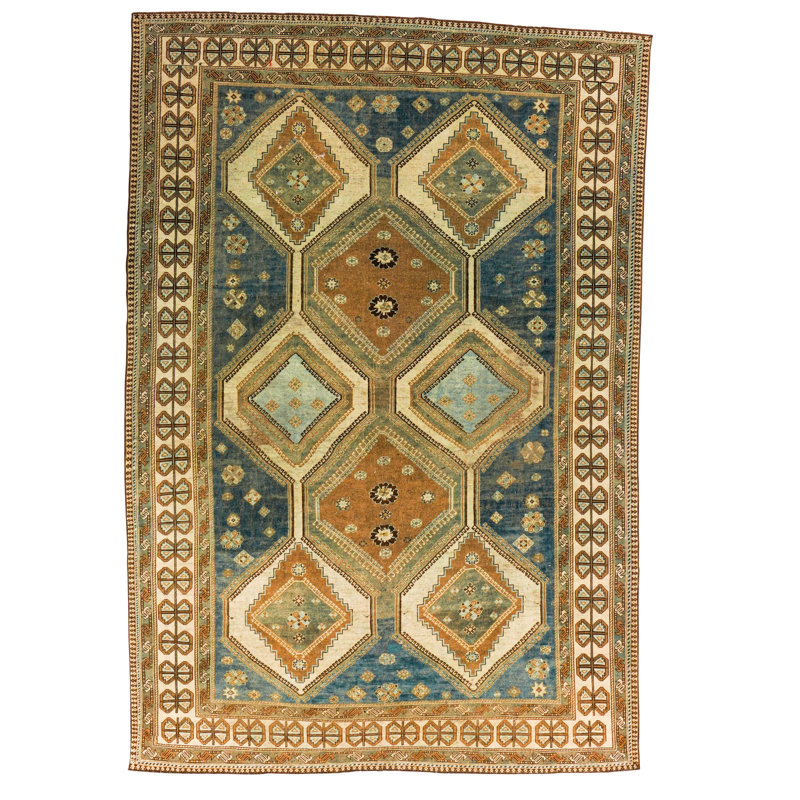 Vintage Handmade 7X10 Blue And Brown Anatolian Turkish Oushak Distressed Area Rug