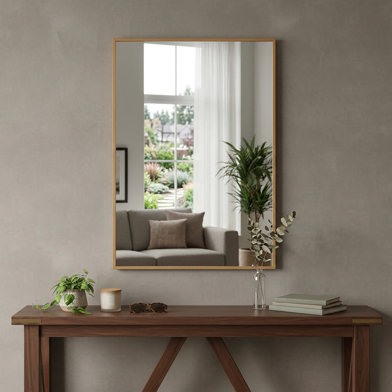 Beunca Metal Framed Bathroom Vanity Mirror, Black, 36" x 24"