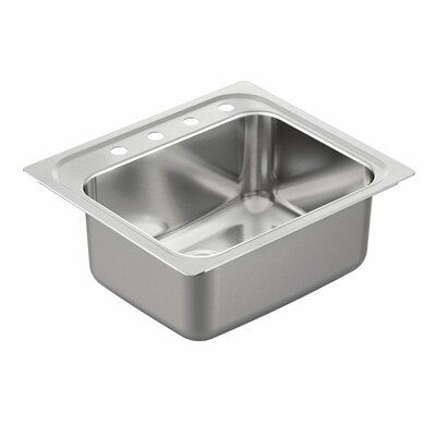 1800 Series Stainless Steel Single Bowl 25"" L x 22"" W Drop-In Kitchen Sink with QuickMount Hardware -  Moen, G181954Q