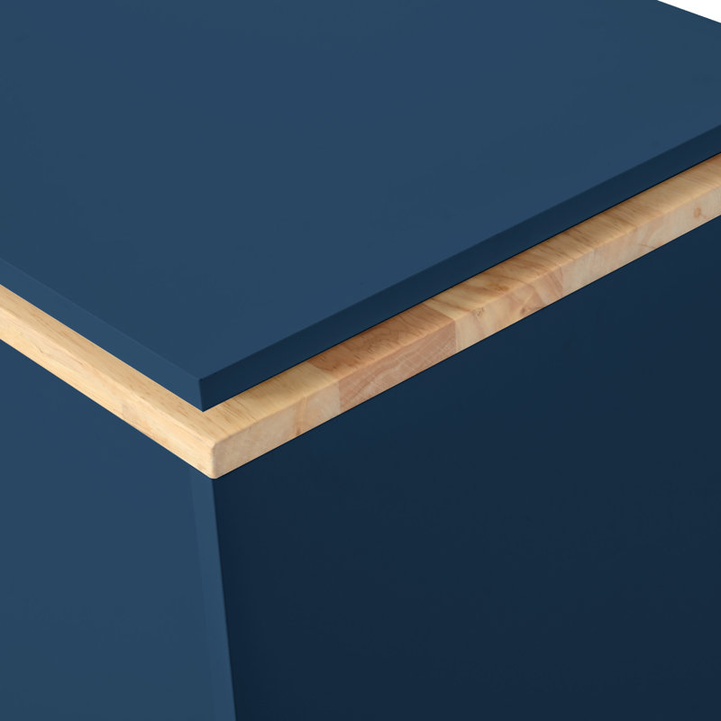 Rolling Kitchen Island With Extended Table, Navy Blue
