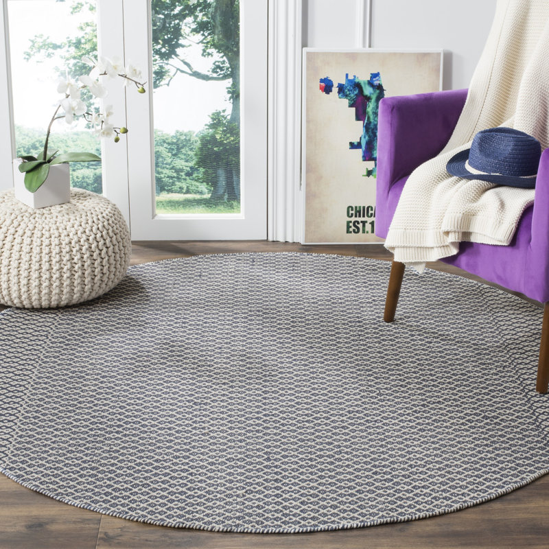 Bester Hand Woven Cotton Geometric Rug, Round 4'