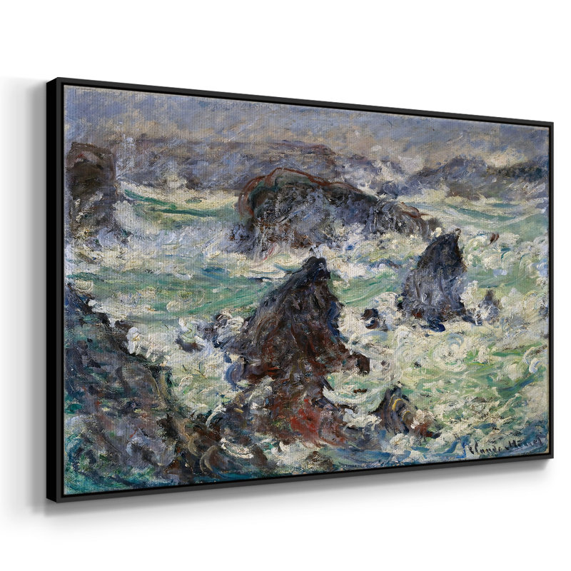 Tempête sur la côte de Belle, reproduction d'art sur toile, H 17 po x l 25 po x P 2 po, Noir