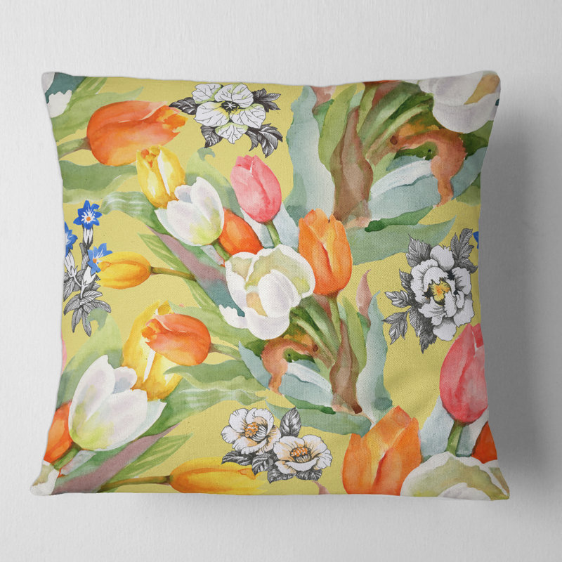 Housse et insert de coussin carré Blooming and Tulips I, 16" x 16"