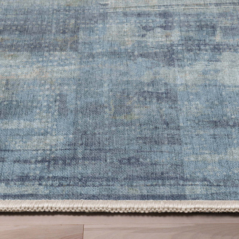 Tapis bleu tissé à plat Nuzzo Toronto, Rectangle 7 pi 7 po x 9 pi 10 po