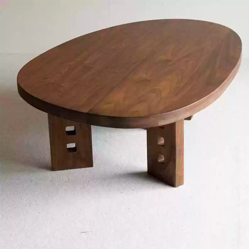 Table basse ronde en bois massif, Brun