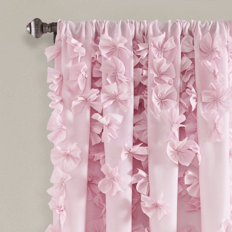 Lilac Polyester Sheer Rod Pocket Window Panel with Bow Details