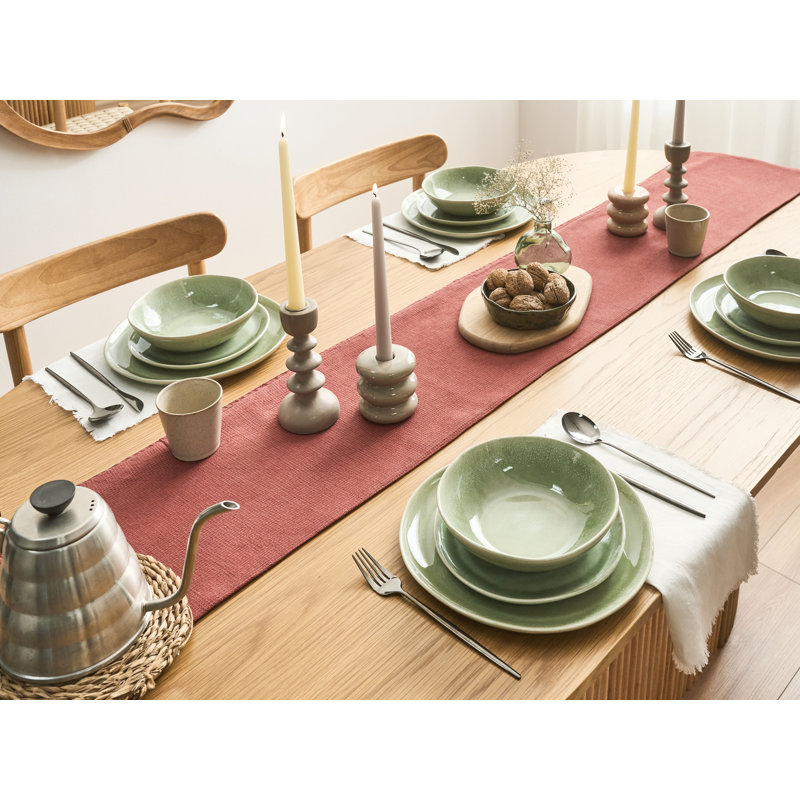 Handmade Stoneware Dinnerware - Service for 4, Green