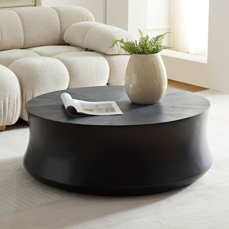 Table basse ronde centrale, table de salon, table de canapé, table basse tambour artisanal moderne, table de cocktail