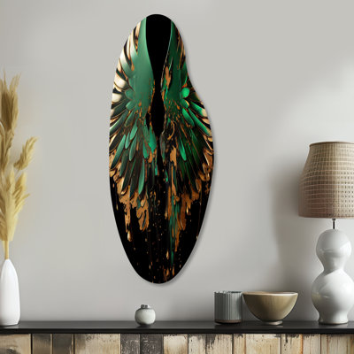 «Green Wings», sculpture murale asymétrique en métal «Angel Wings II»