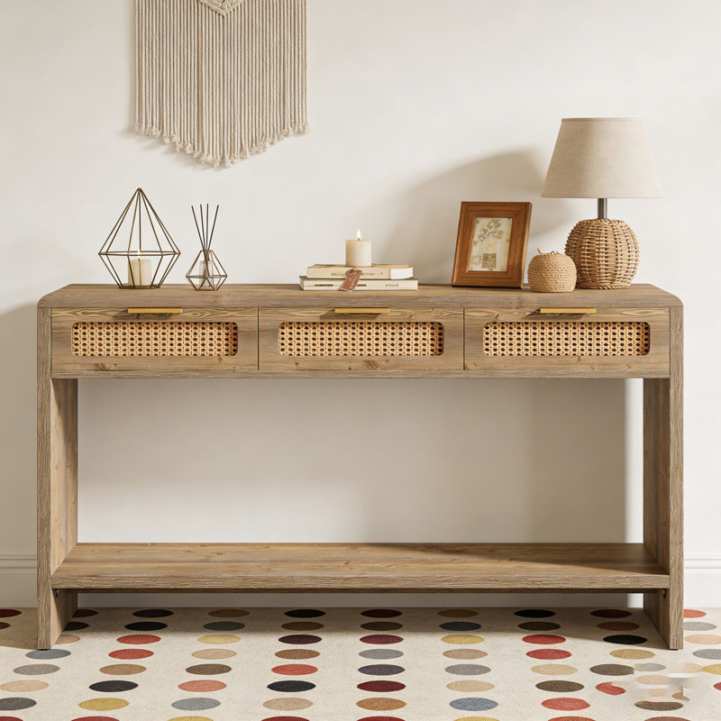 55" Entryway Table, Narrow 2-Tier Sofa Table