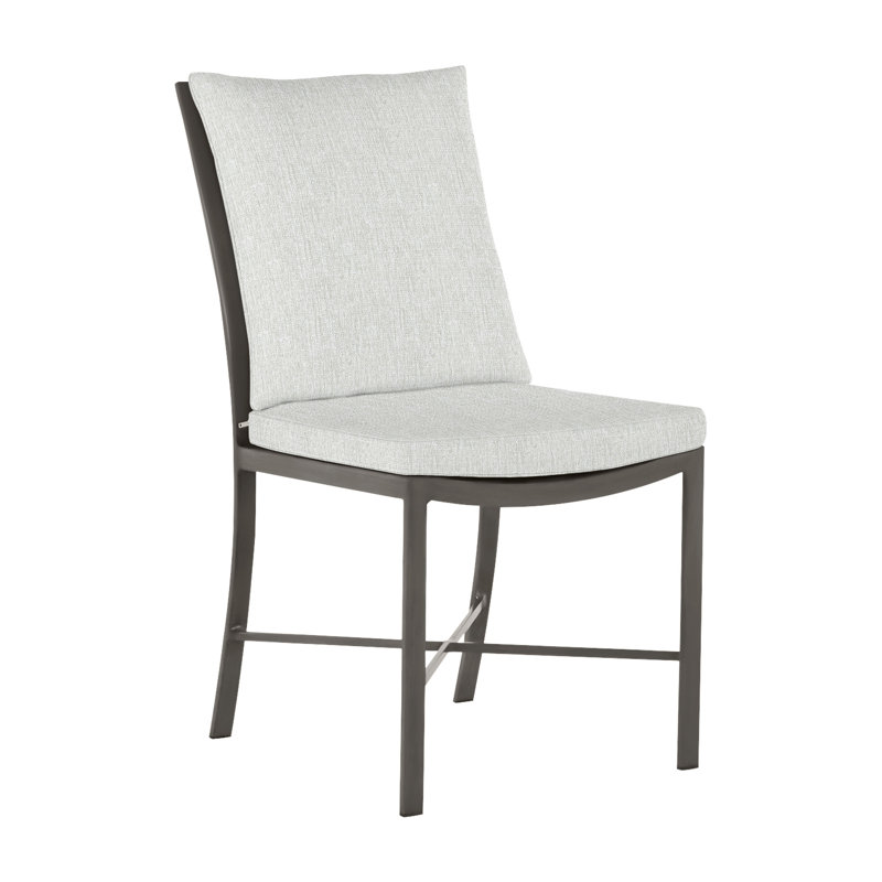 Chaise d'appoint d'extérieur en aluminium forgé Monaco, Pas de soudure, Perle Bali, Gris ardoise