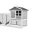 Cage à lapins en bois 102 po 2 en 1, parc double pour animaux de compagnie, grand enclos intérieur / extérieur avec 2 boîtes de course, plateau et rampe, pour lapins, poulets, canards, cobayes, gris