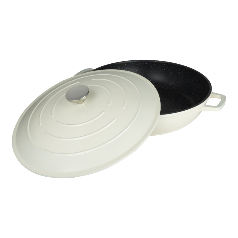 Grunwerg Commichef Non-Stick Cast Aluminum Round Dutch Oven, Cream, 32cm, 6l