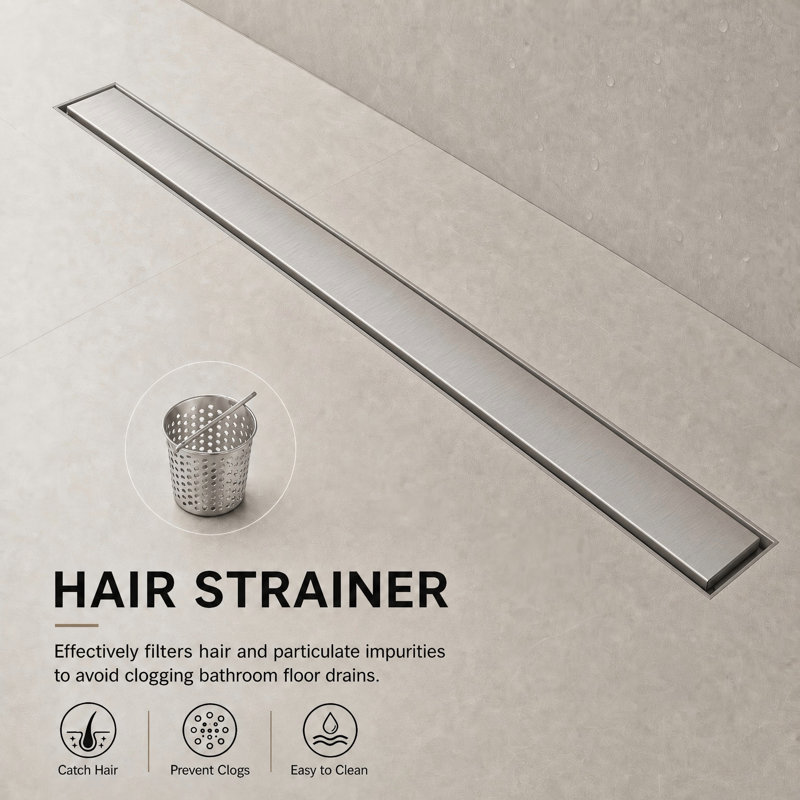 FlowCore 32" Brushed Nickel linear grid drain, Brushed Nickel