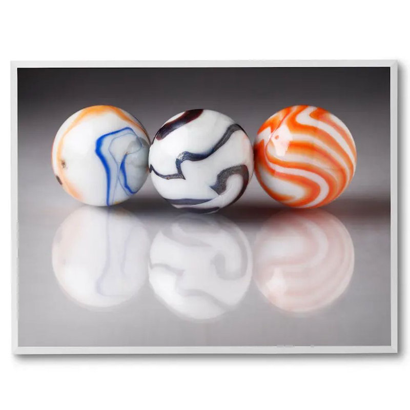 Marbles Print by Philippe Monthoux, White Floater Framed Canvas, No Mat, 32" H x 42" W