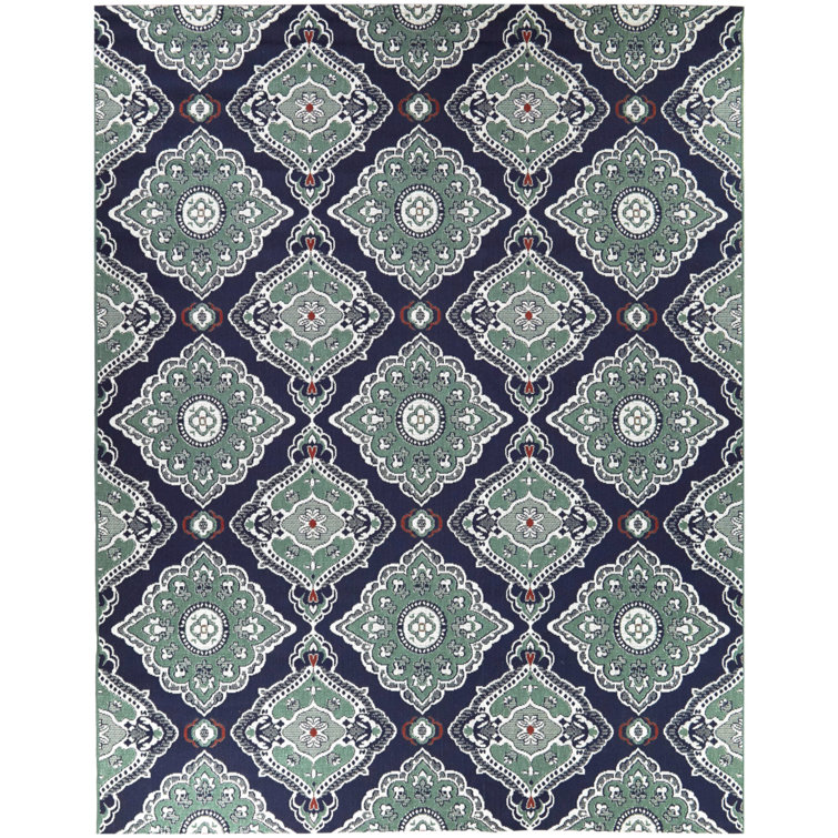 Marama Dark Blue Medallion Indoor/Outdoor Area Rug