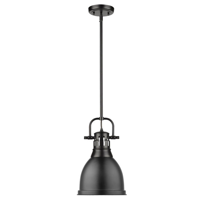 Luminaire suspendu unique / remarquable à 1 lumière Ruthie sans accents de matériau secondaire ou d'accent, Noir mat