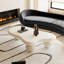 Table basse de 47 pouces en forme de nuage avec 3 pieds sphériques pour le salon, blanc crème-821268258-821268285
