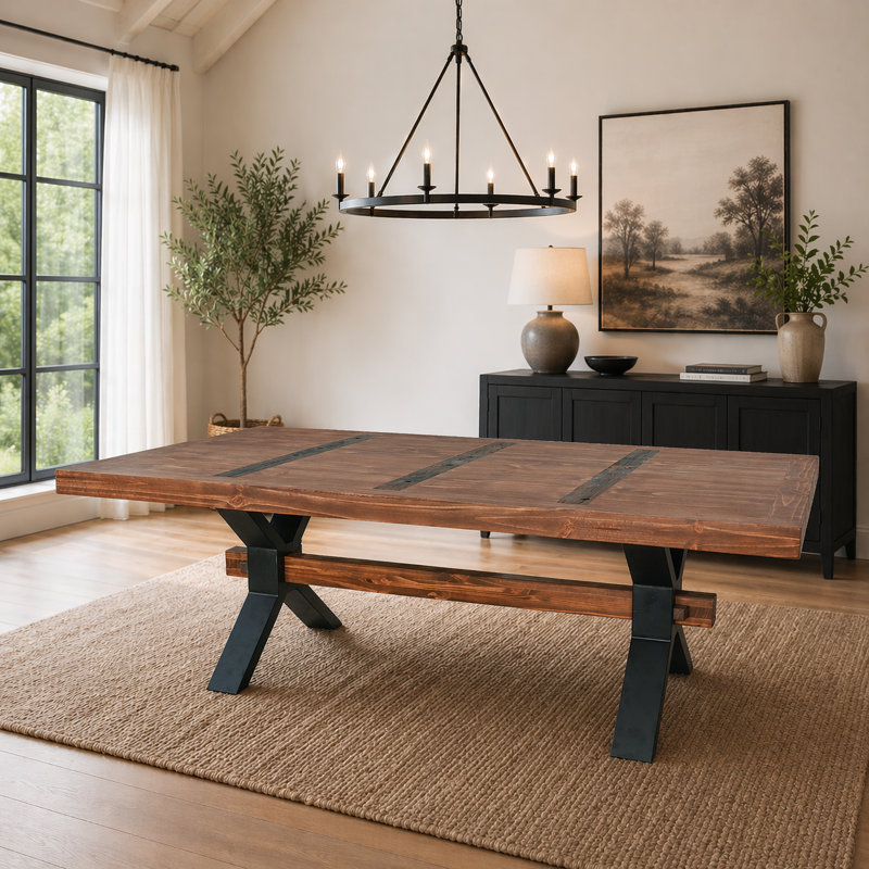 Solid Wood Trestle Base Dining Table