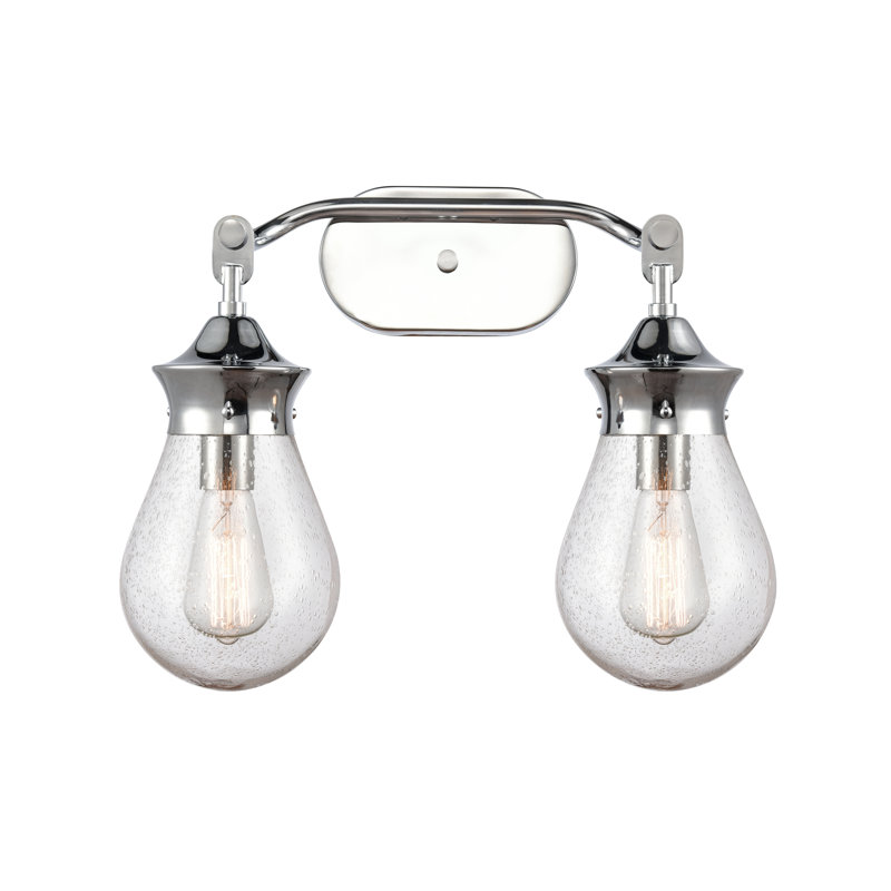 Hartell 2 - Light Dimmable Vanity Light, Polished Chrome, 4 Watt Vintage LED Bulb, Clear
