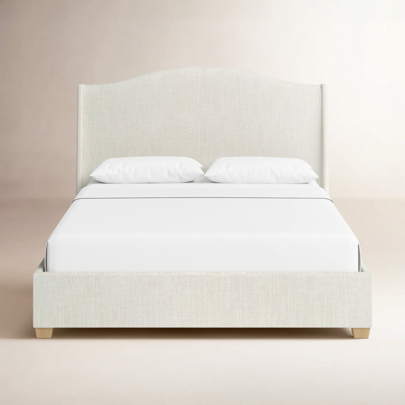Allis Upholstered Wingback Bed, King, Classic Talc Linen