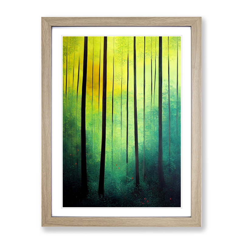 Forest No.2 - Single Picture Frame Painting, 34cm H x 25cm W x 2cm D, Oak